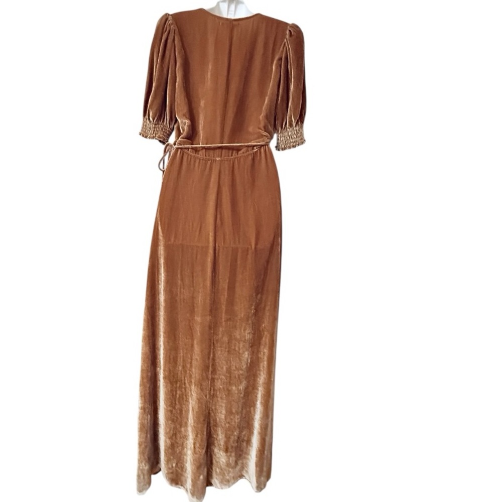 Reformation Elegant Gold Velvet Wrap maxi Dress size large - Picture 3 of 6
